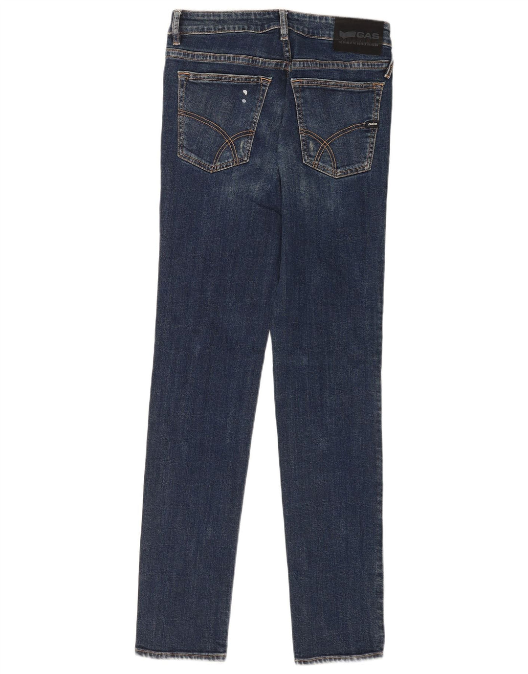 Gas Mens Distressed Slim Jeans W29 L34 Navy Blue Cotton