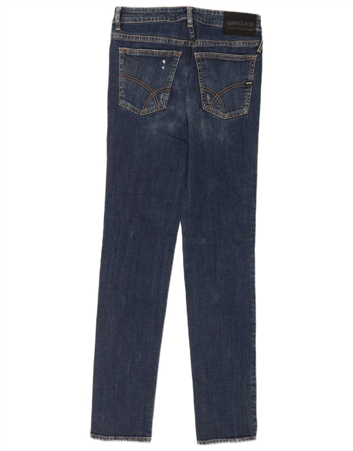 Gas Mens Distressed Slim Jeans W29 L34 Navy Blue Cotton