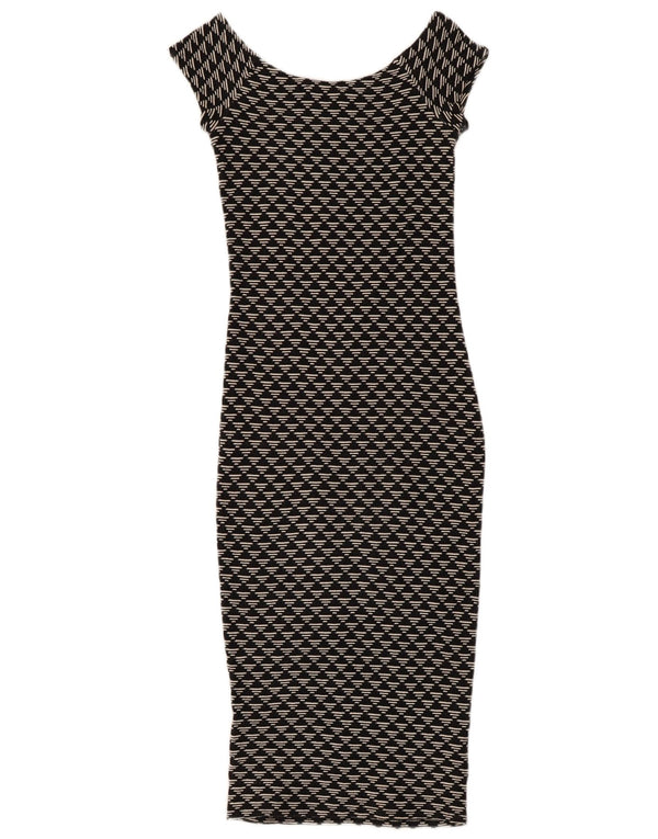 Zara Womens Bodycon Dress UK 8 Small Black Geometric