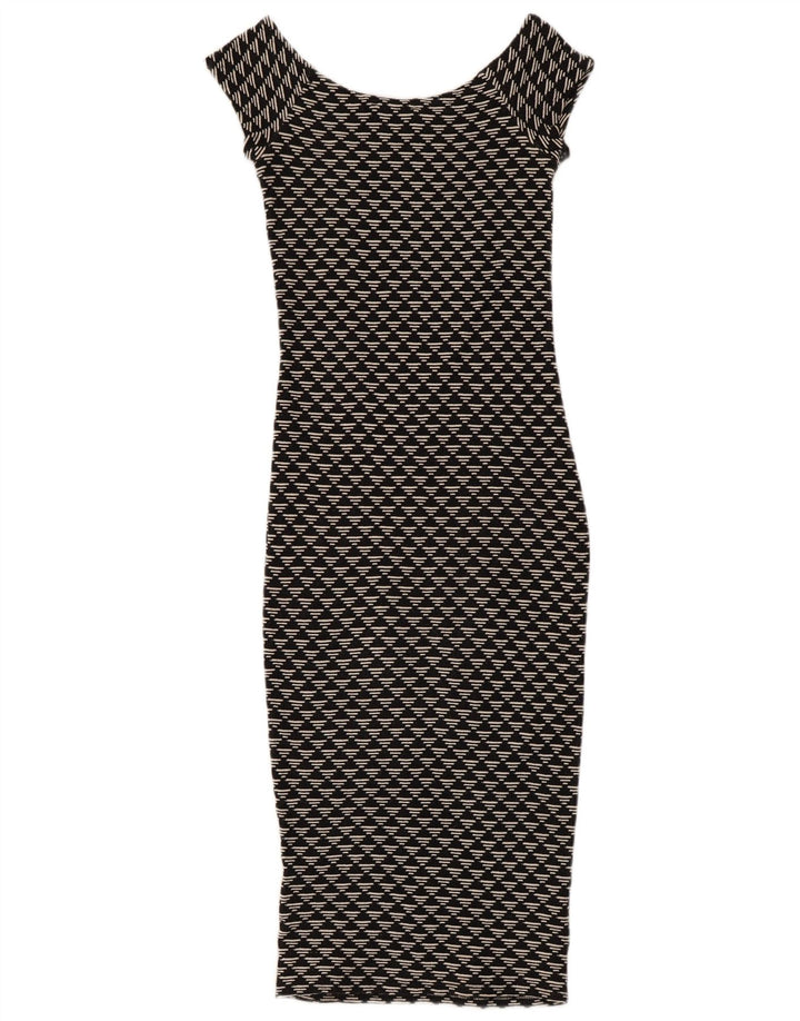 Zara Womens Bodycon Dress UK 8 Small Black Geometric