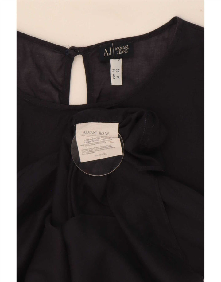 Armani Womens Blouse Top EU 38 Medium Navy Blue Cotton