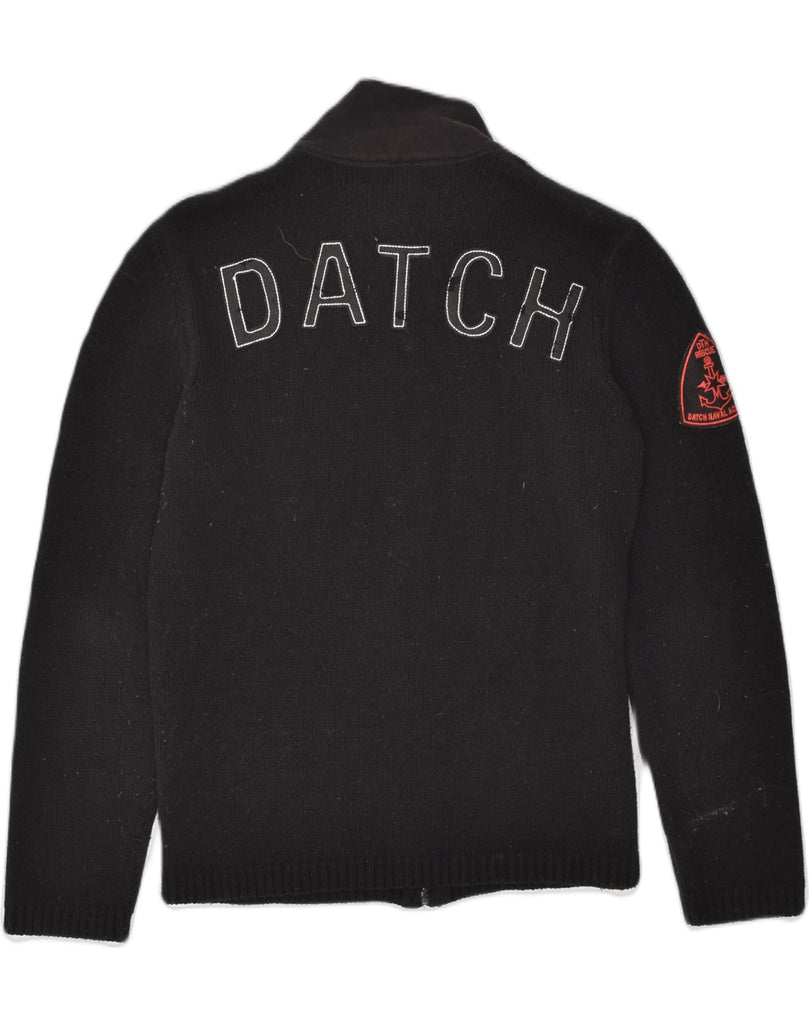 DATCH Mens Graphic Cardigan Sweater Medium Black Wool | Vintage Datch | Thrift | Second-Hand Datch | Used Clothing | Messina Hembry 