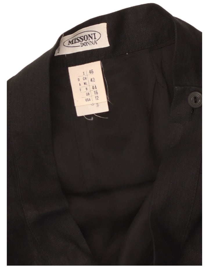 MISSONI Womens Midi Skirt UK 16 Large  Black Linen