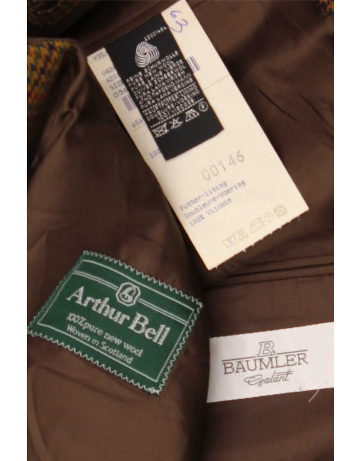 Baumler Mens 2 Button Blazer Jacket IT 52 XL Brown Houndstooth New Wool