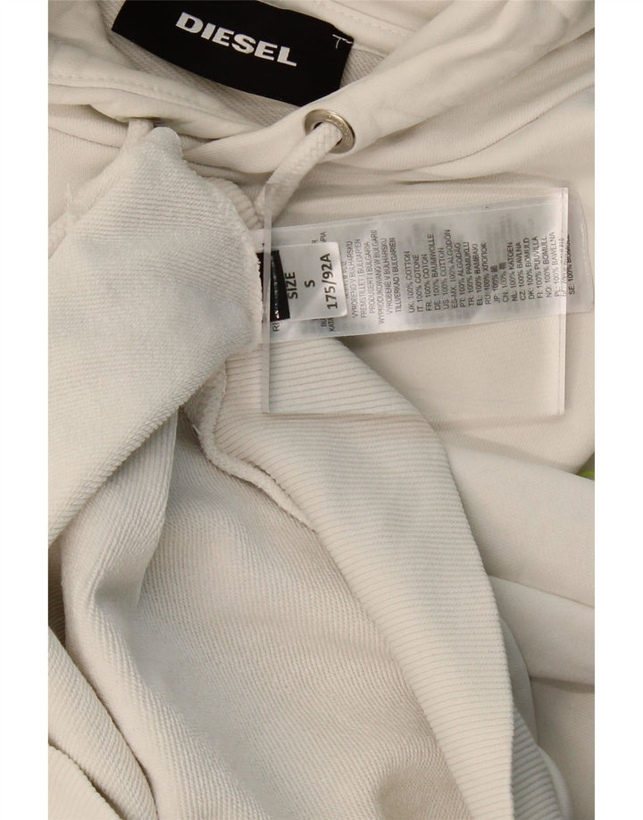 DIESEL Mens Graphic Hoodie Jumper Small Grey Cotton