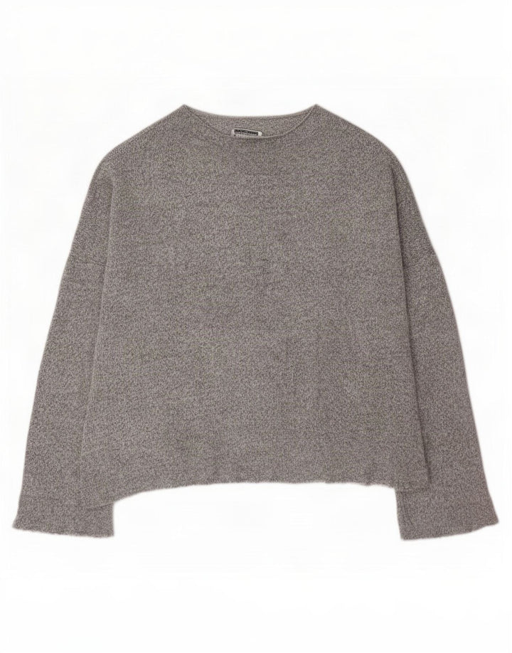 Zara Womens Oversized Top Long Sleeve UK 14 Medium Grey Flecked