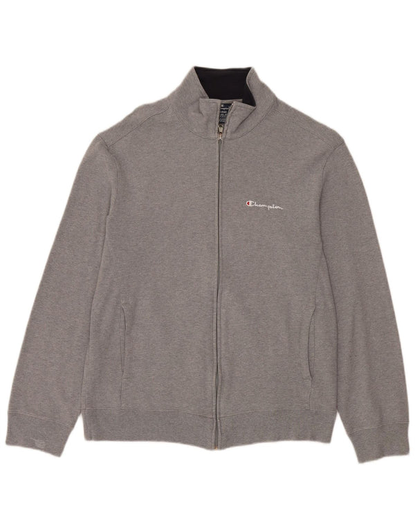 Champion Womens Tracksuit Top Jacket UK 16 Large Grey Cotton