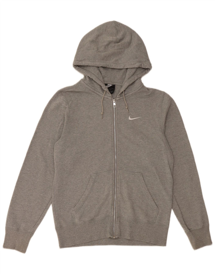 NIKE Mens Zip Hoodie Sweater Small Grey Flecked Cotton