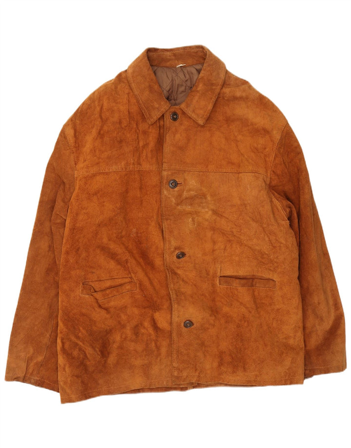 Vintage Womens Suede Jacket UK 44 2XL Brown