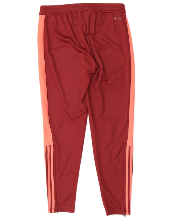 Adidas Womens Aeroready Tracksuit Trousers UK 12/14 Medium Red Colourblock
