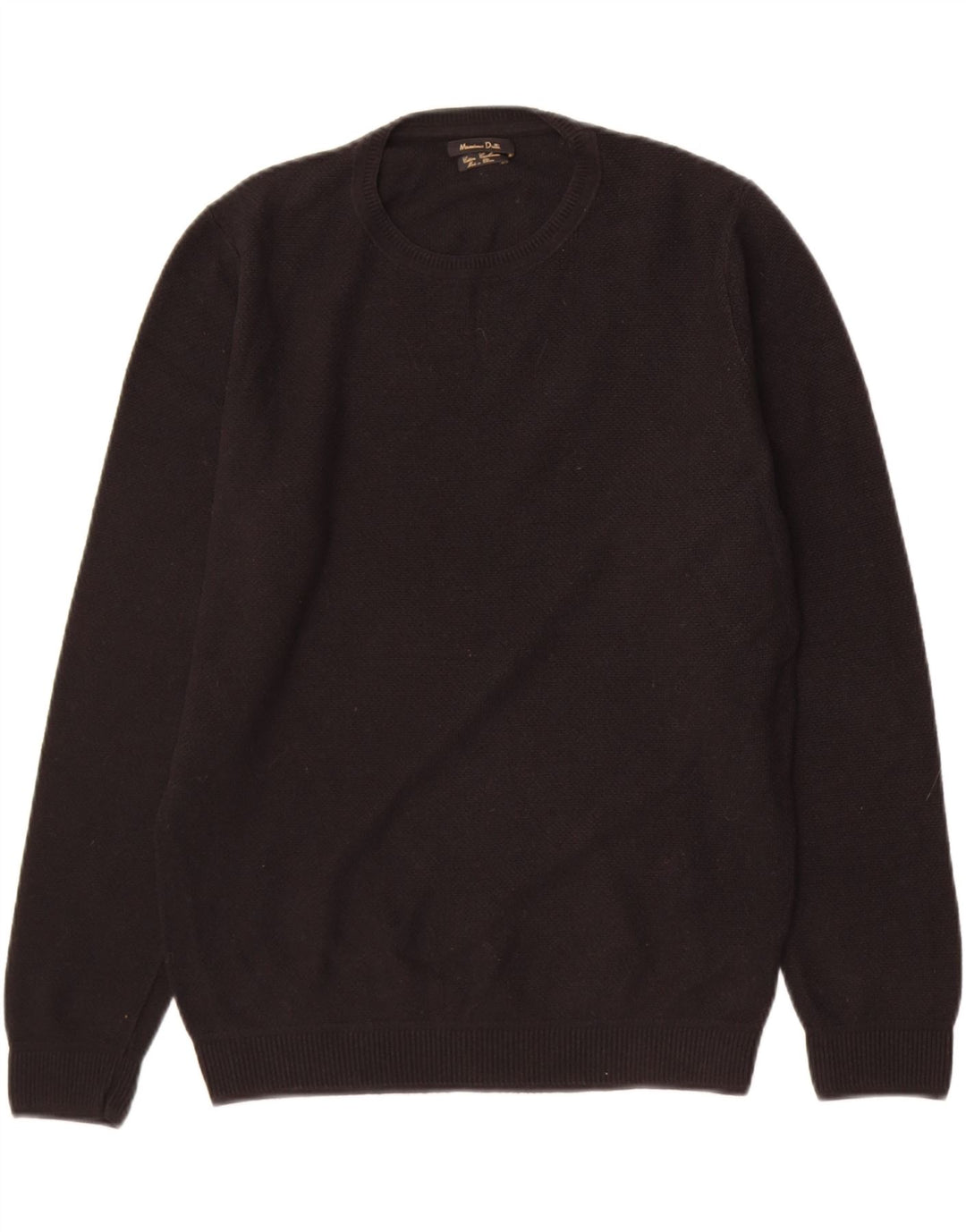Massimo Dutti Mens Crew Neck Jumper Sweater Small Black Cotton