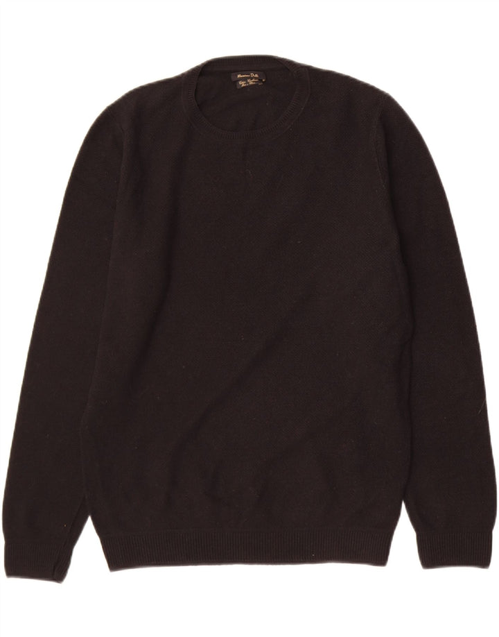 Massimo Dutti Mens Crew Neck Jumper Sweater Small Black Cotton