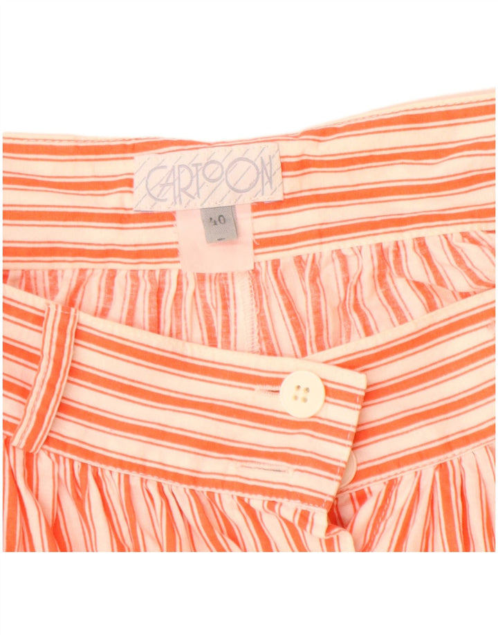 Cartoon Womens Midi Skirt EU 40 Medium W28 Orange Striped