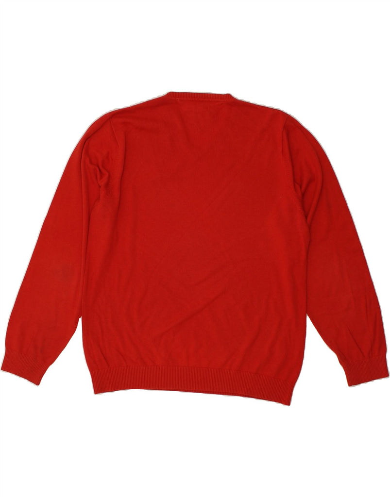 TOMMY HILFIGER Mens V-Neck Jumper Sweater XL Red Cotton | Vintage Tommy Hilfiger | Thrift | Second-Hand Tommy Hilfiger | Used Clothing | Messina Hembry 