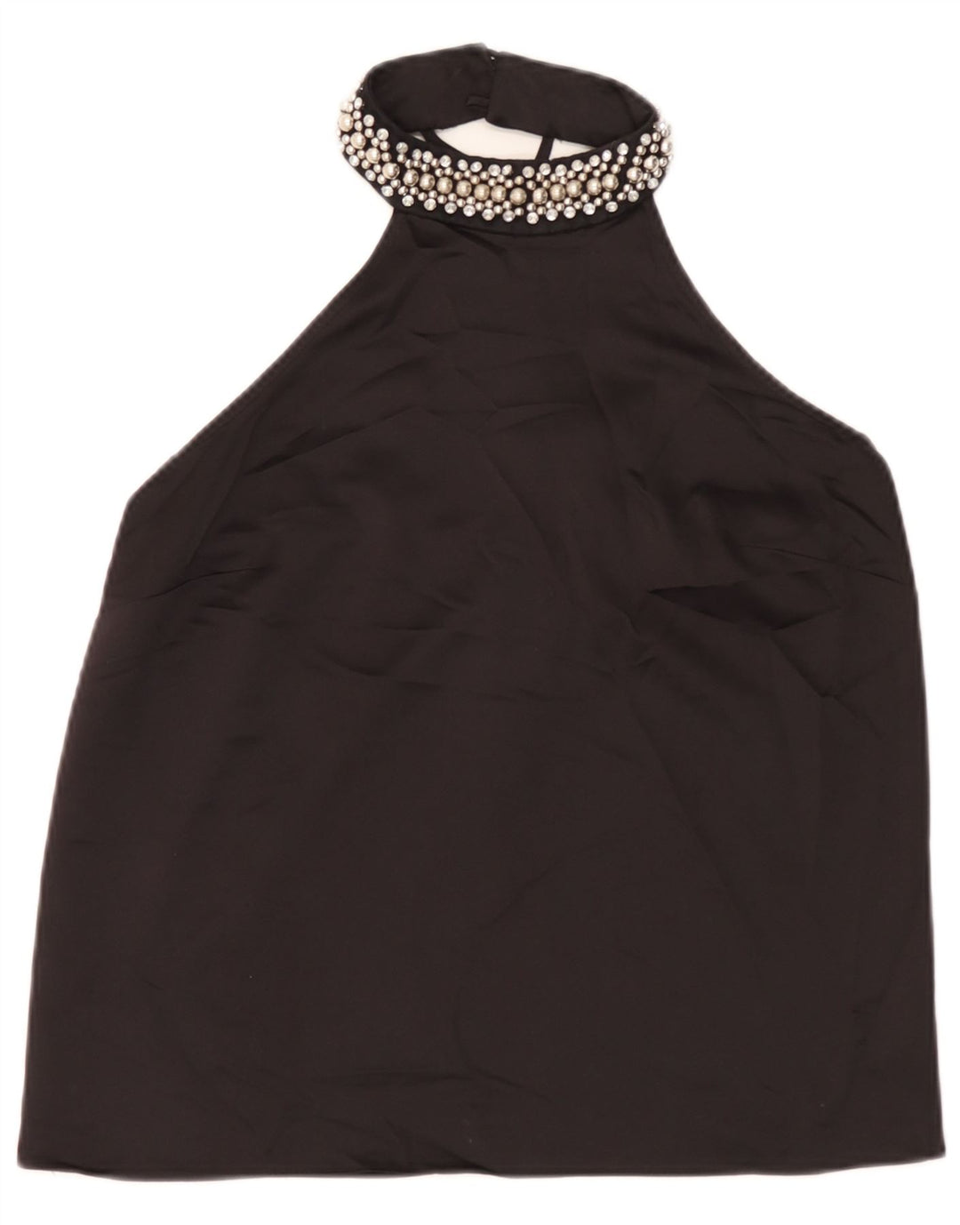 Lipsy Womens Crop Halter Top UK 12 Medium Black Polyester