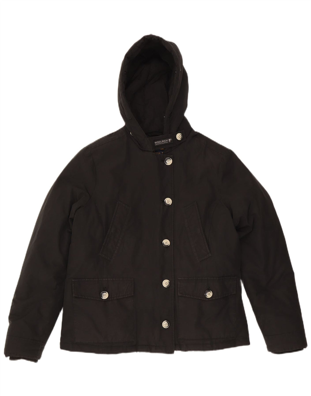 Woolrich Womens Hooded Oversized Padded Jacket UK 18 XL Black Cotton