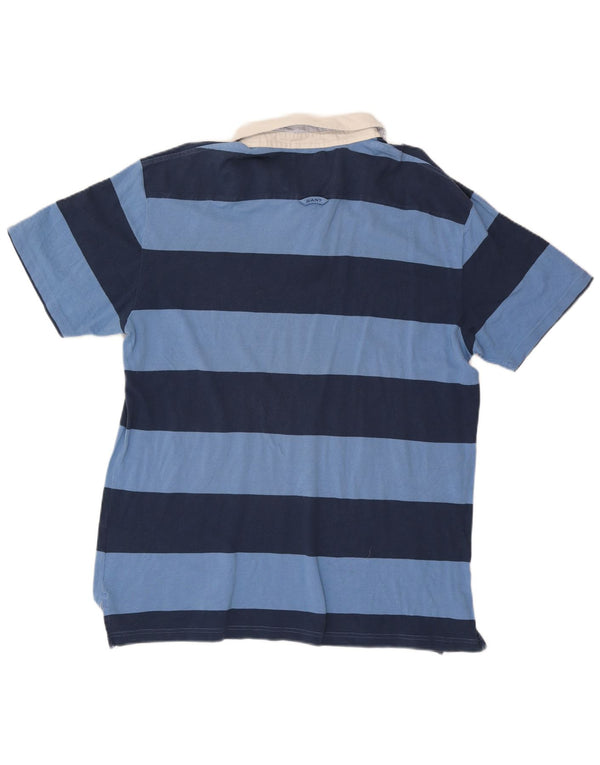 Gant Mens Rugby Polo Shirt 3XL Blue Striped Cotton