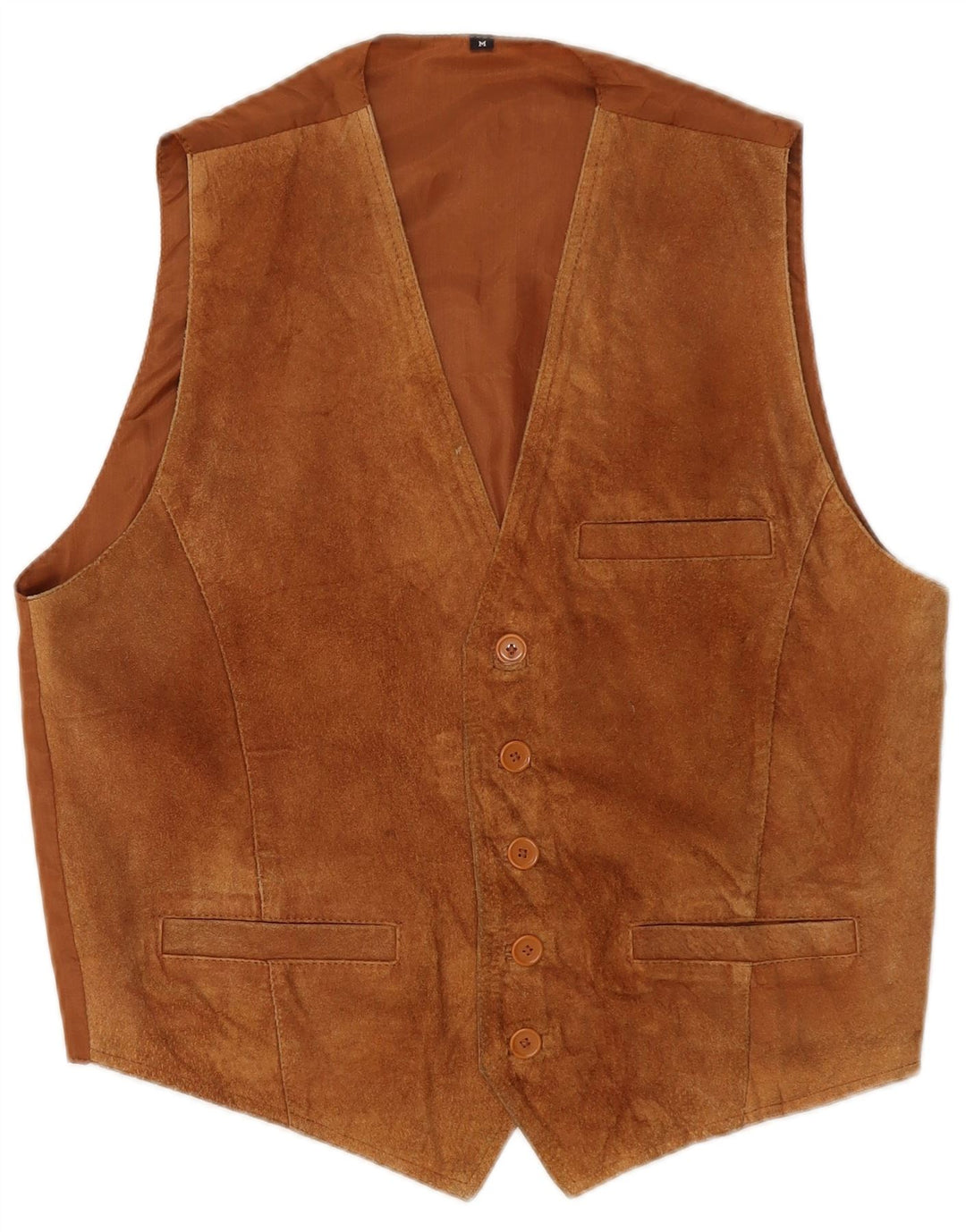 Vintage Mens Suede Waistcoat Medium Brown Leather