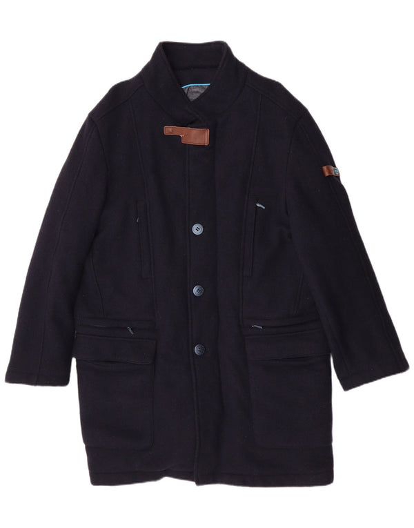 Piquadro Mens Overcoat IT 56 2XL Navy Blue Wool