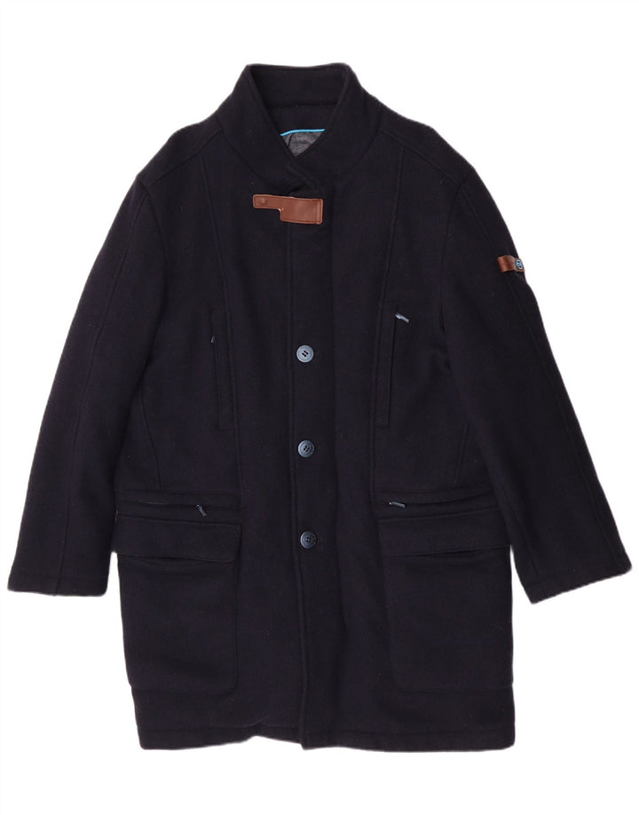 Piquadro Mens Overcoat IT 56 2XL Navy Blue Wool