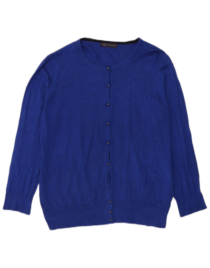 Marks & Spencer Womens Cardigan Sweater UK 20 XL Blue Viscose