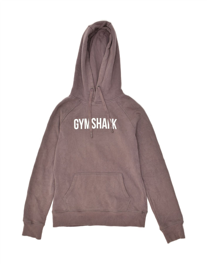 GYMSHARK Womens Graphic Hoodie Jumper UK 6 XS Grey Cotton | Vintage Gymshark | Thrift | Second-Hand Gymshark | Used Clothing | Messina Hembry 