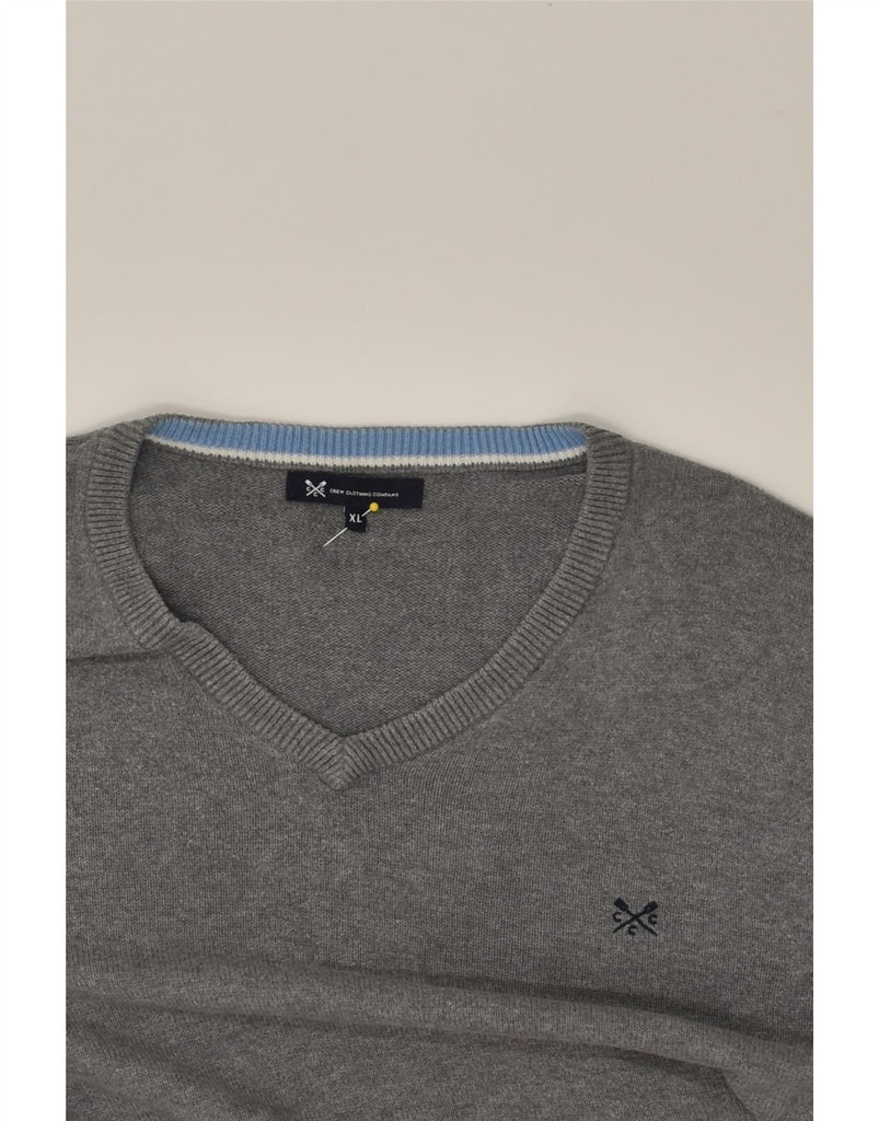 CREW CLOTHING Mens V-Neck Jumper Sweater XL Grey Cotton | Vintage Crew Clothing | Thrift | Second-Hand Crew Clothing | Used Clothing | Messina Hembry 