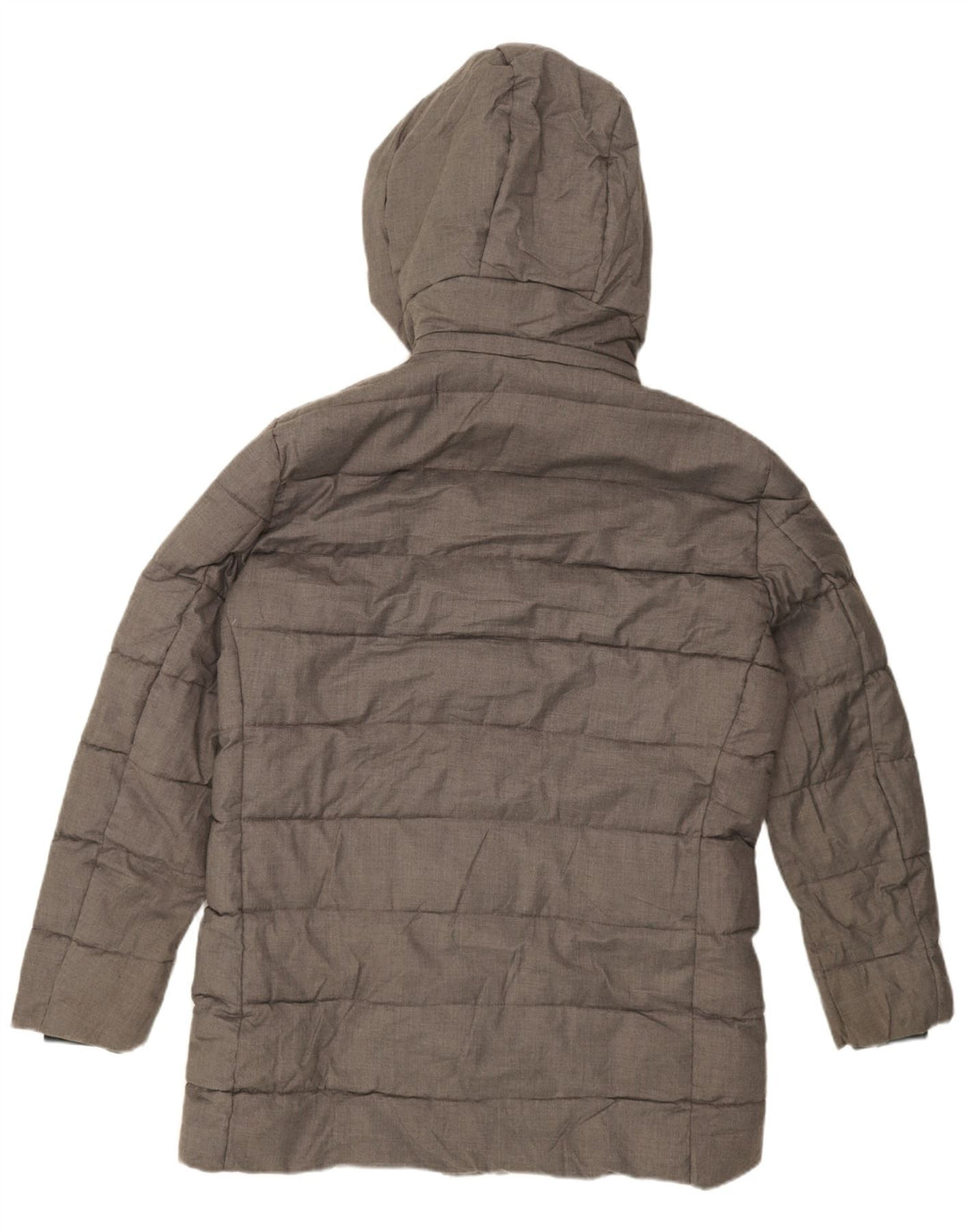 Zara Mens Hooded Padded Coat UK 40 Large Grey Polyester