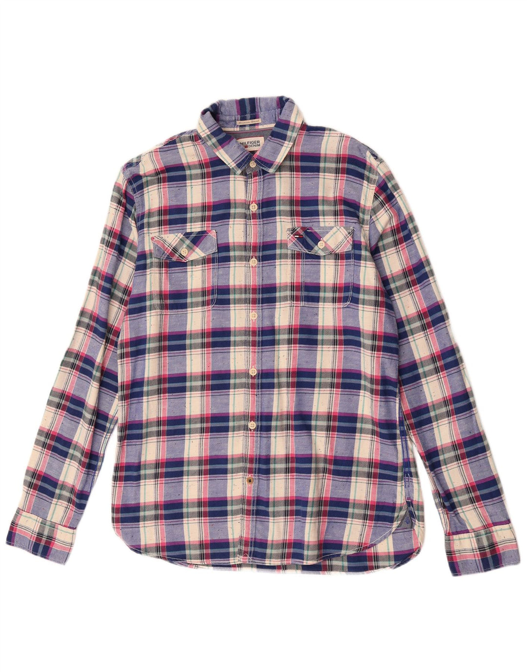 Tommy Hilfiger Mens Shirt Large Blue Check Cotton