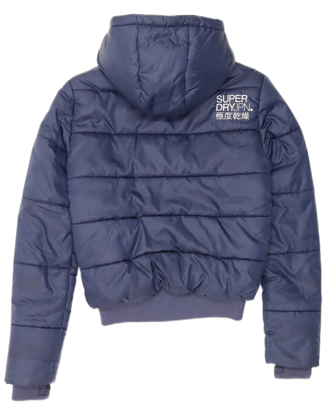 Superdry Womens Hooded Padded Jacket UK 10 Small Navy Blue Polyester