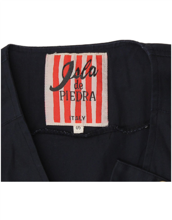 ISLA DE PIEDRA Mens Utility Gilet IT 46 Small Navy Blue Cotton