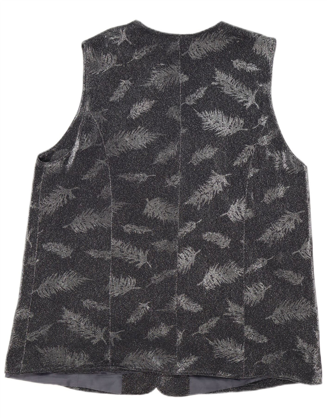 VINTAGE Womens Waistcoat IT 48 XL Grey Floral Nylon