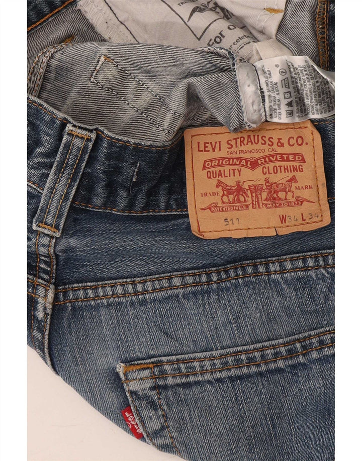 Levi's Mens 511 Slim Jeans W34 L34 Blue Cotton