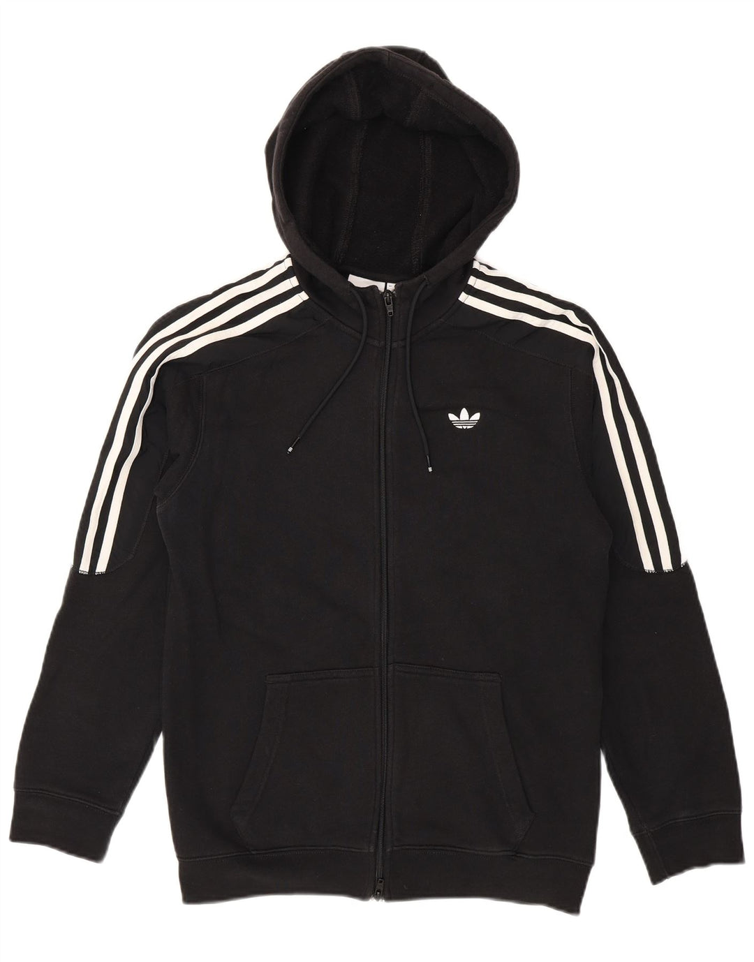Adidas Mens Zip Hoodie Sweater Small Black Cotton