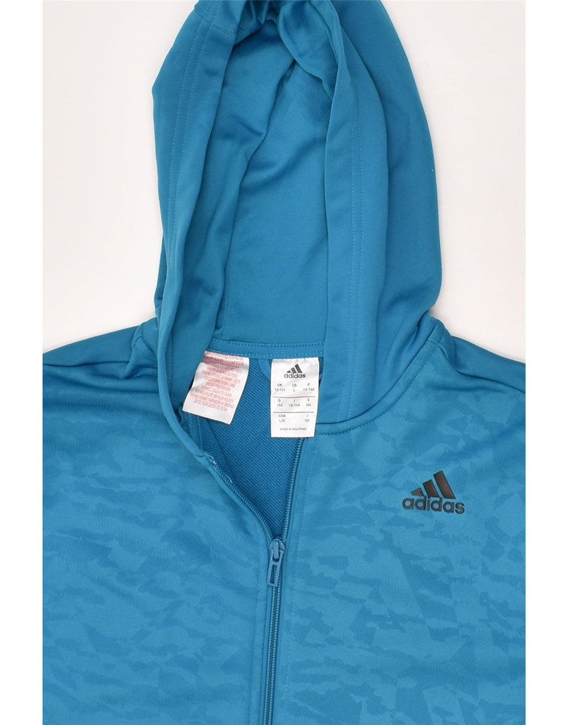 ADIDAS Girls Climalite Zip Hoodie Sweater 13-14 Years Blue Polyester | Vintage Adidas | Thrift | Second-Hand Adidas | Used Clothing | Messina Hembry 