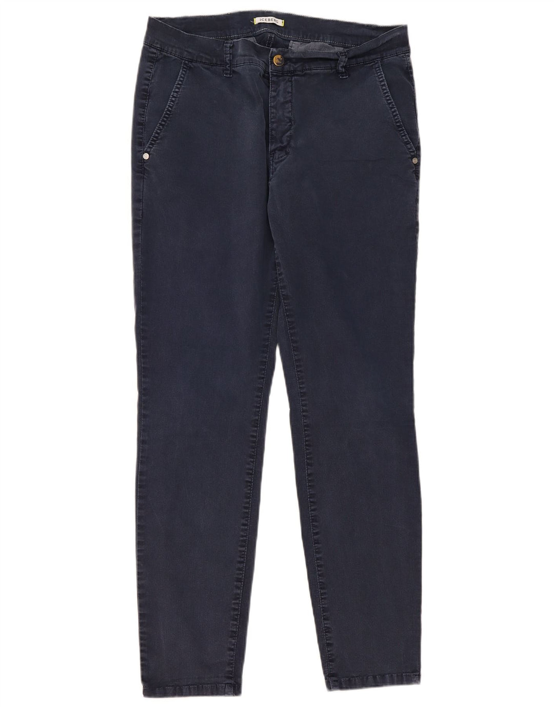 Iceberg Womens Slim Chino Trousers W32 L29 Navy Blue