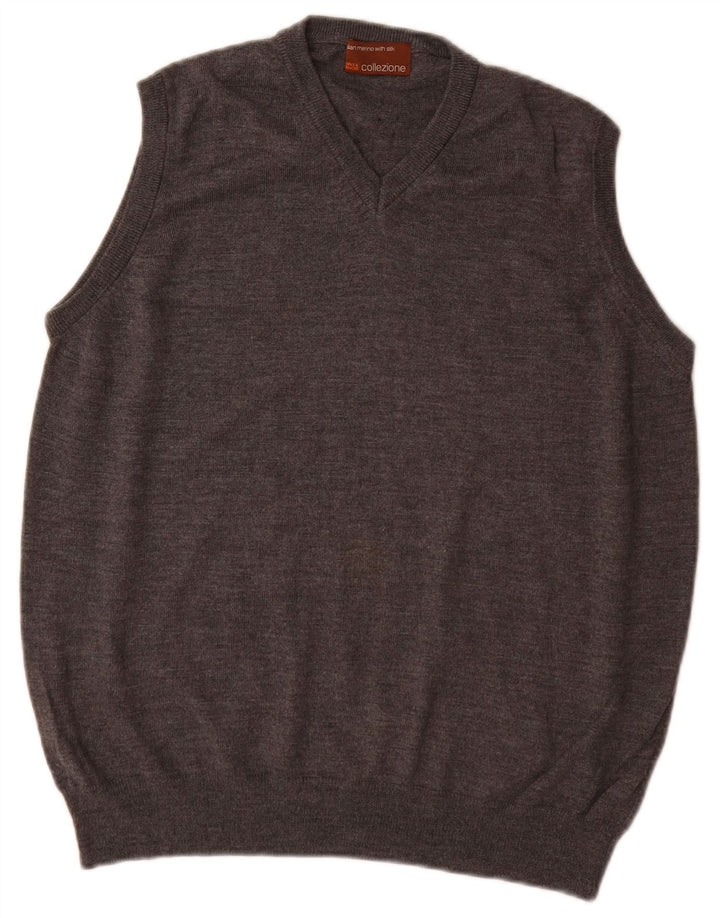 Marks & Spencer Mens Vest Tank Top Medium Grey Merino Wool