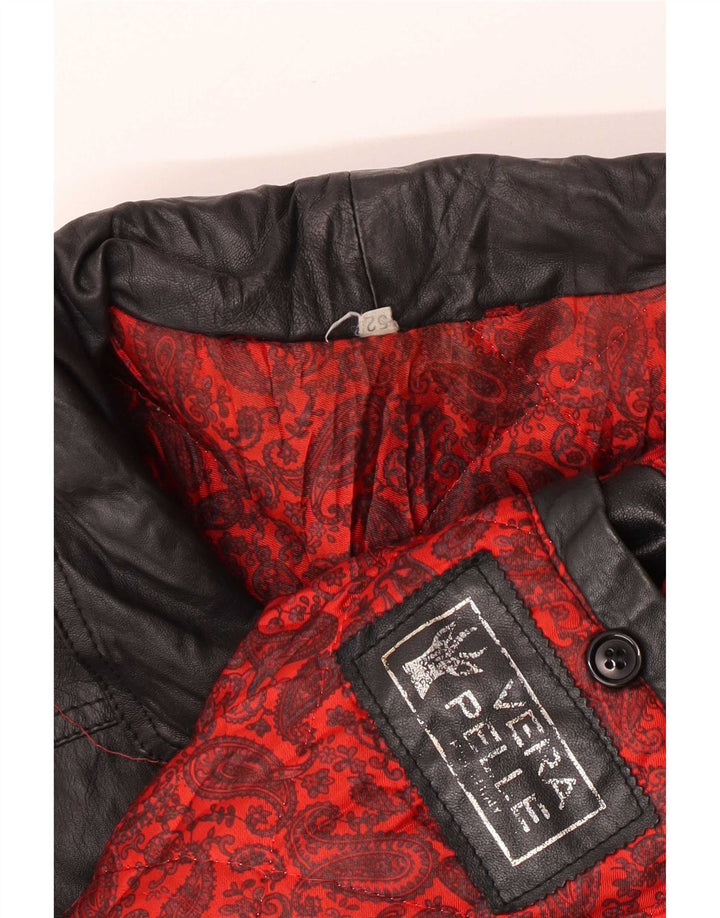 Vintage Mens Leather Jacket IT 52 XL Black