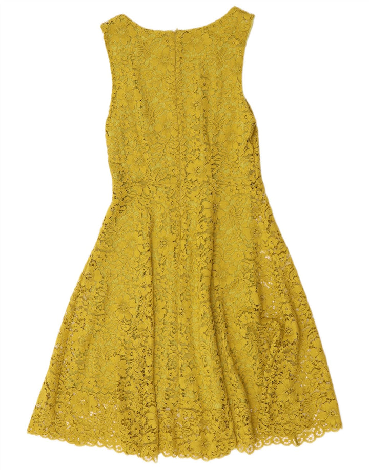 Sandro Ferrone Womens Sleeveless A-Line Dress IT 42 Medium Yellow Floral