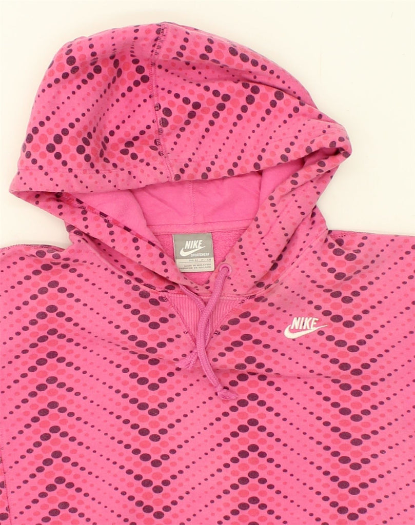 NIKE Womens Hoodie Jumper US 4/6 Small Pink Spotted Cotton | Vintage Nike | Thrift | Second-Hand Nike | Used Clothing | Messina Hembry 