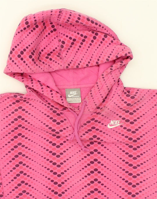 NIKE Womens Hoodie Jumper US 4/6 Small Pink Spotted Cotton