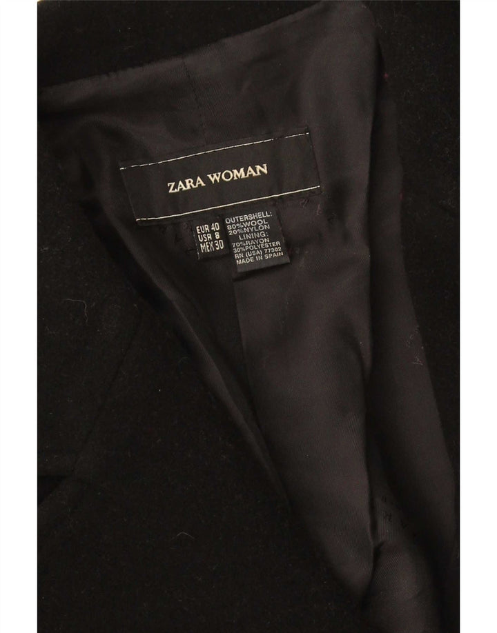 Zara Womens Overcoat EU 40 Medium Black Wool