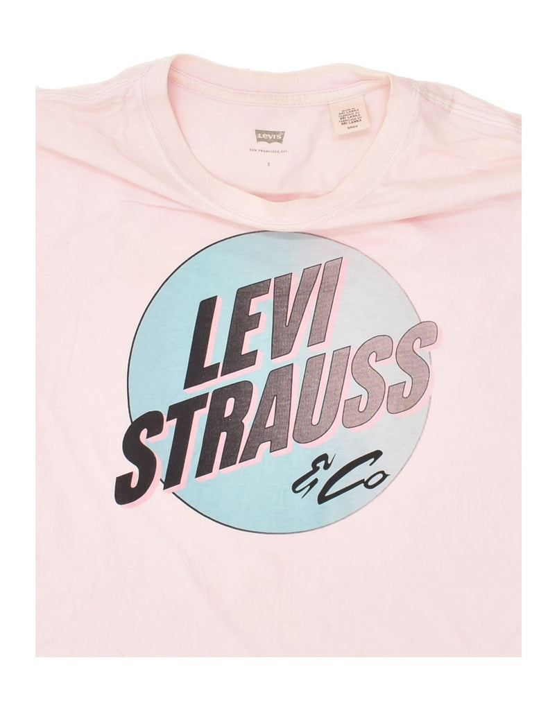 LEVI'S Womens Oversized Crop Graphic T-Shirt Top UK 10 Small Pink | Vintage Levi's | Thrift | Second-Hand Levi's | Used Clothing | Messina Hembry 