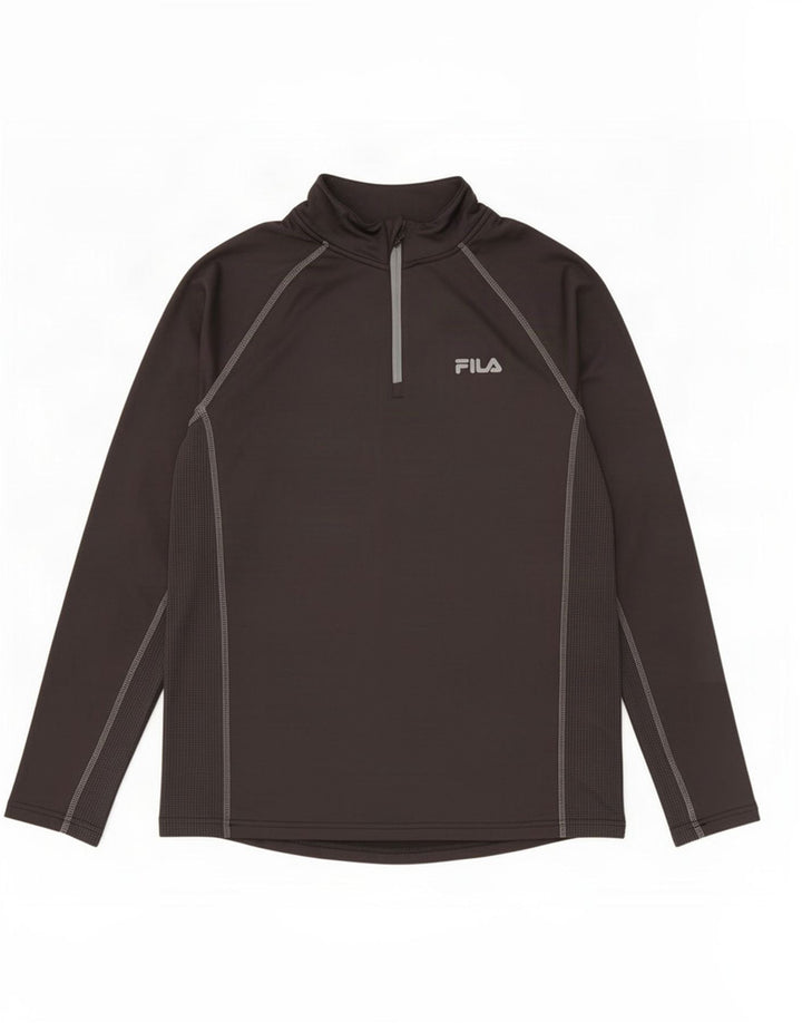 Fila Mens Zip Neck Pullover Tracksuit Top Medium Black Polyester