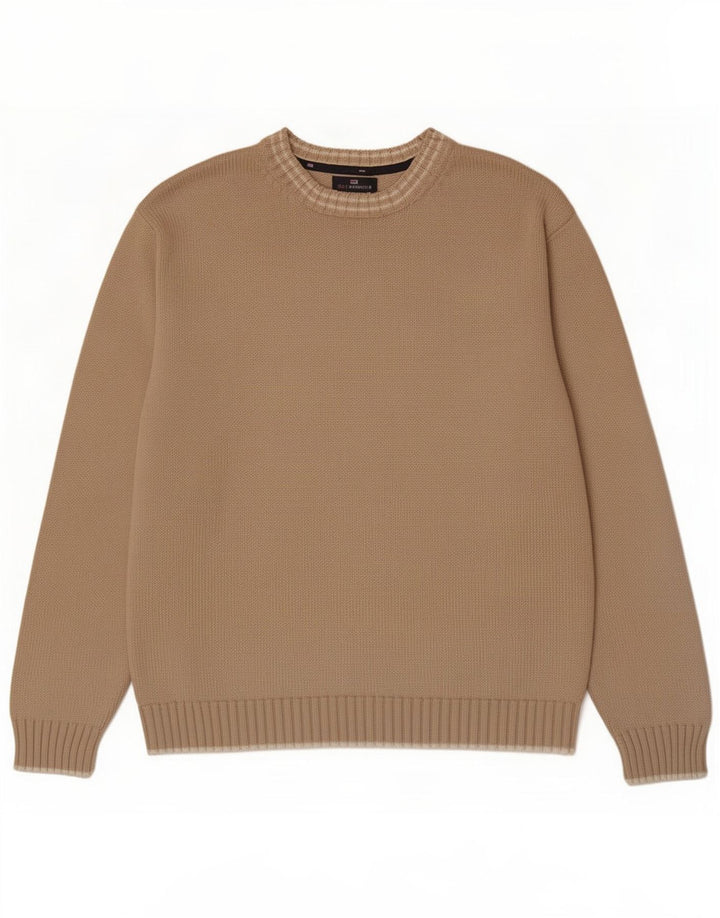 Marks & Spencer Mens Blue Harbour Crew Neck Jumper Sweater Large Beige