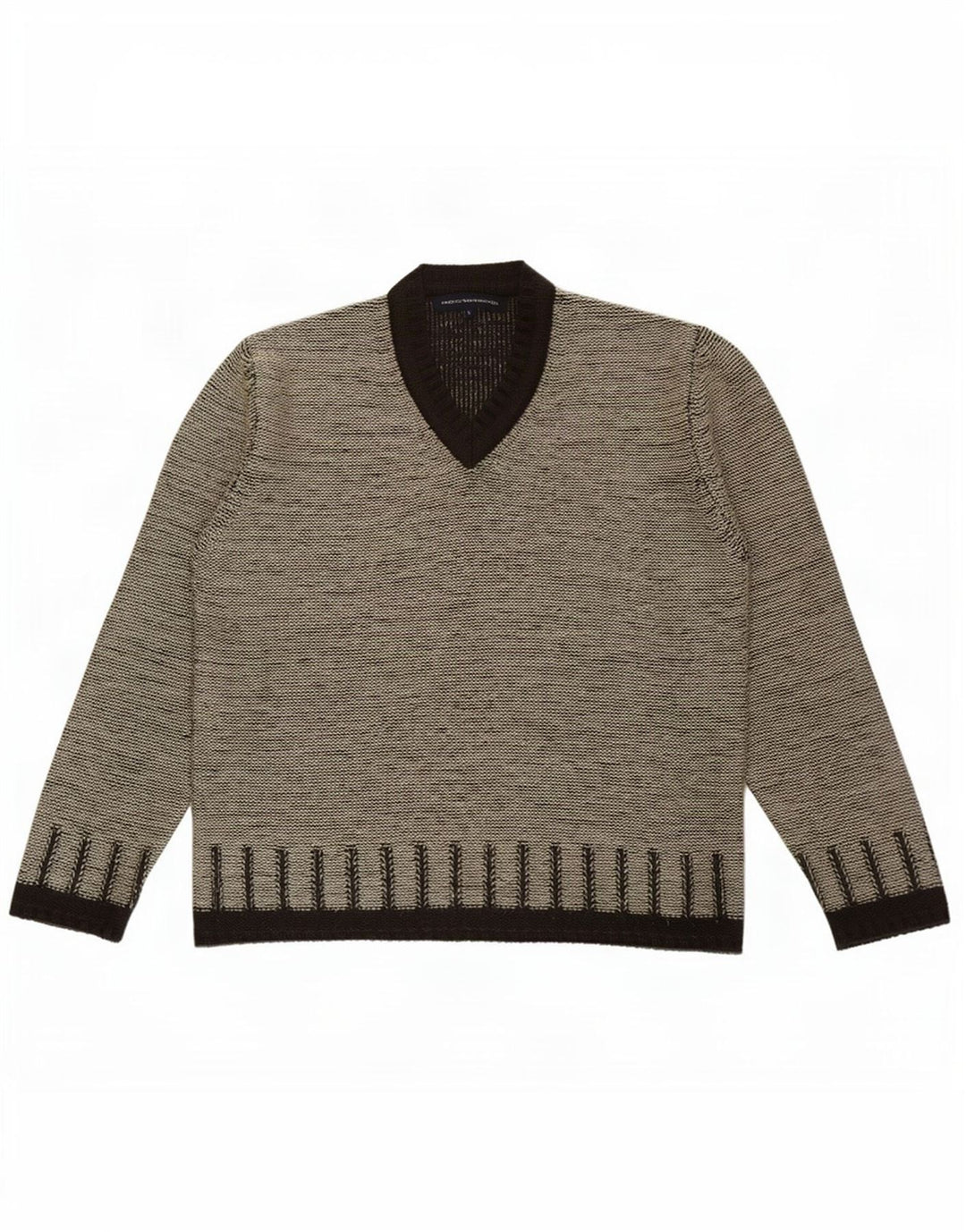 French Connection Mens V-Neck Jumper Sweater Large Grey Acrylic