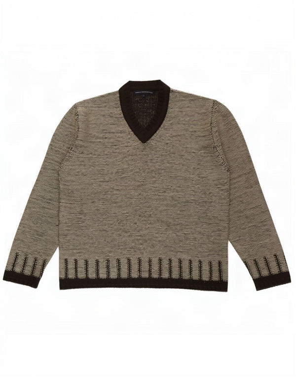 French Connection Mens V-Neck Jumper Sweater Large Grey Acrylic