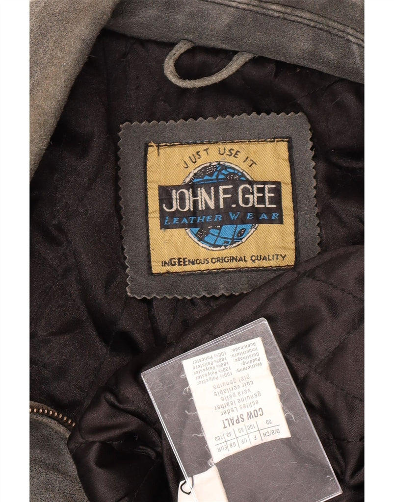 JOHN F GEE Mens Suede Jacket UK 40 Large Grey Leather Vintage John F Gee and Second-Hand John F Gee from Messina Hembry 