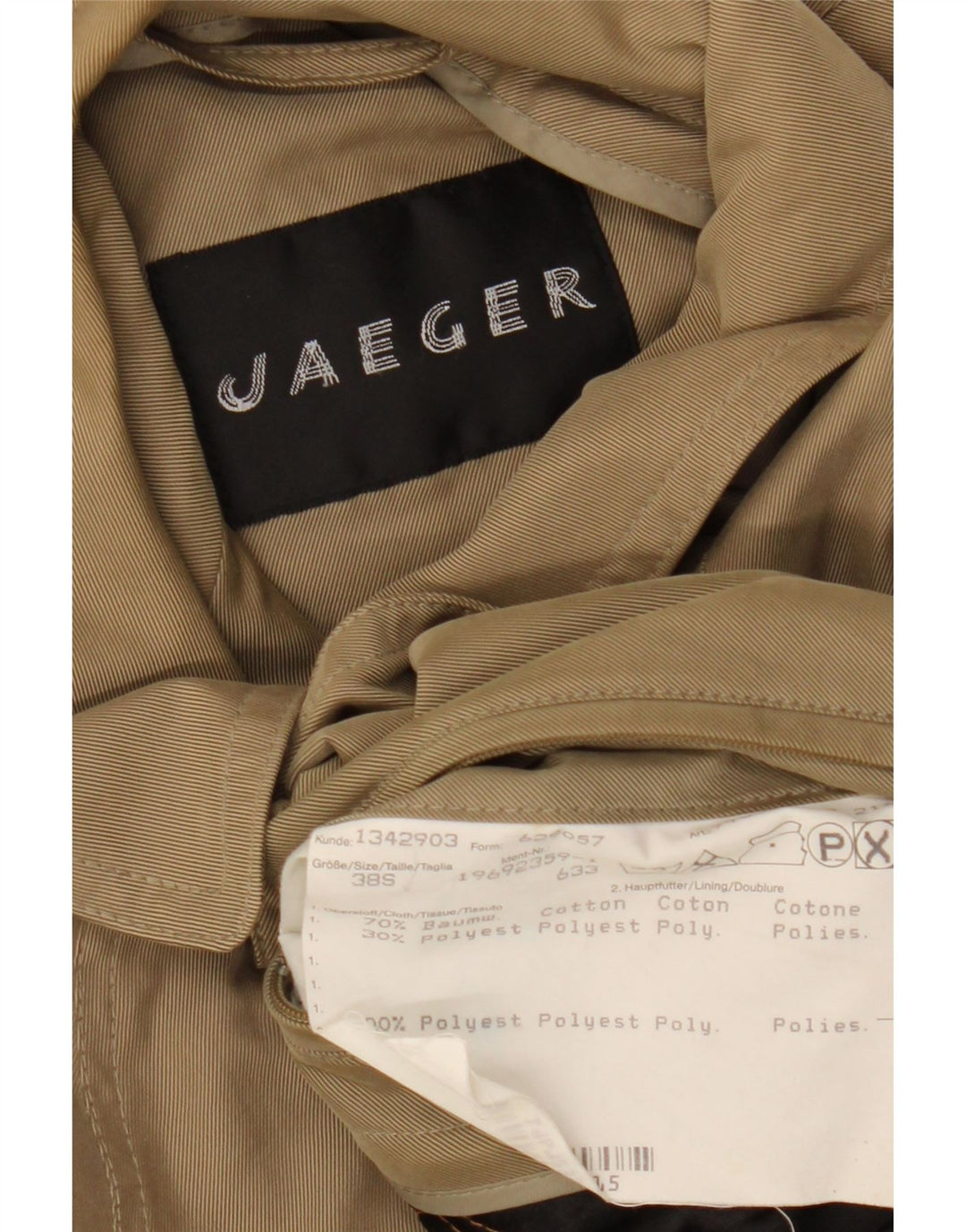Jaeger Mens Loose Fit Overcoat UK 38 Medium Beige Cotton