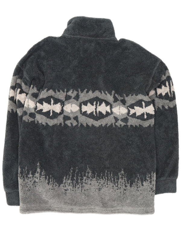Think Pink Mens Fleece Jacket UK 42 XL Grey Geometric Polyester